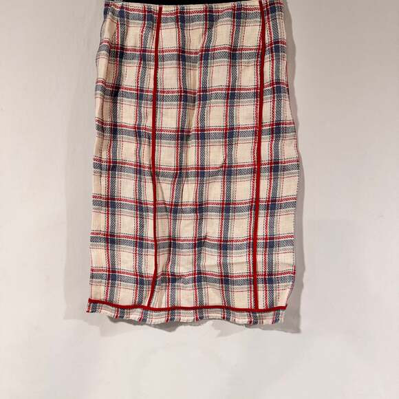 D&G Dolce & Gabbana Red Blue Plaid Midi Skirt - Picture 1 of 3